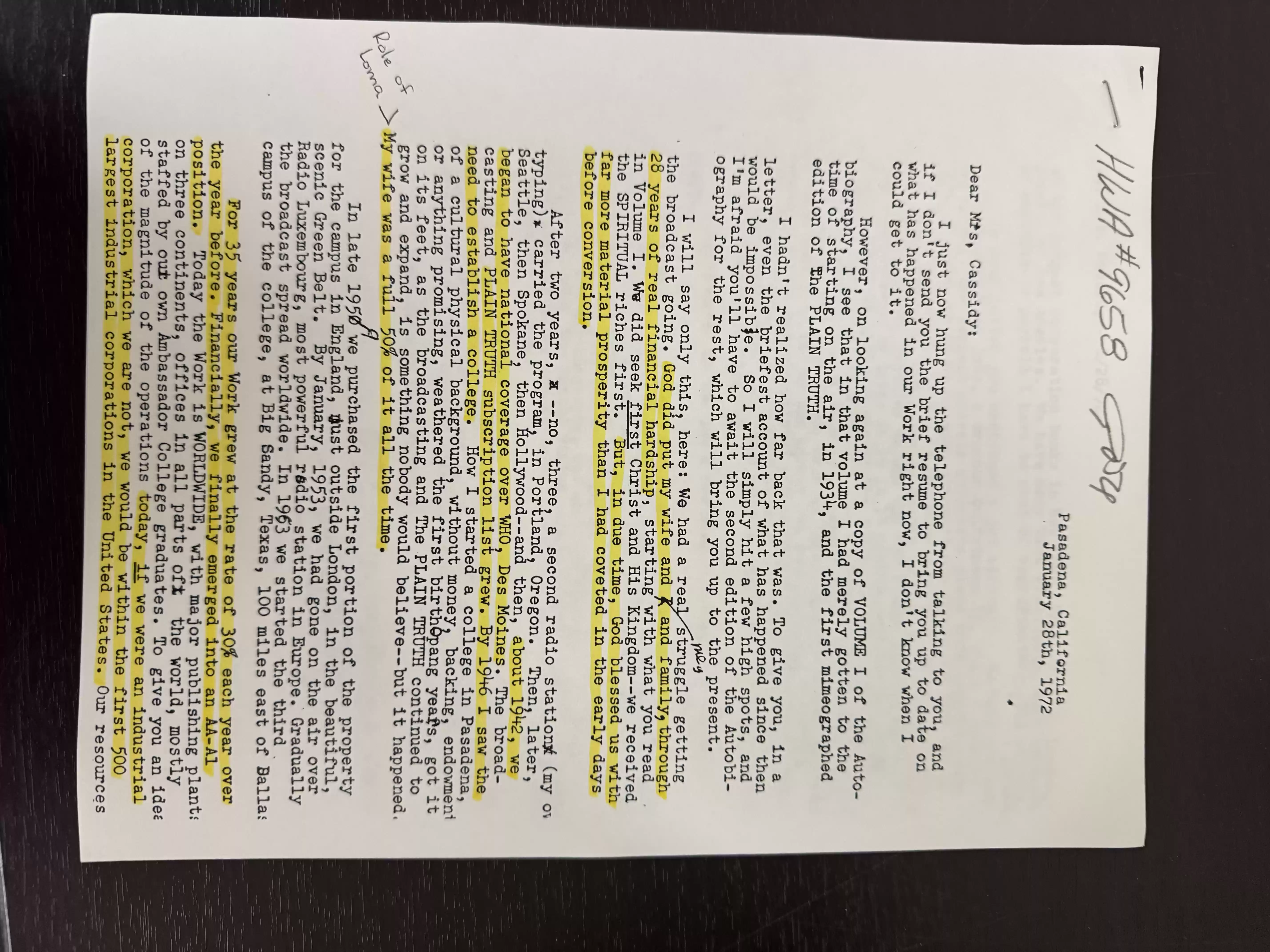 Ltr to Ms Cassidy 28Jan1972